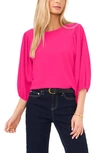 VINCE CAMUTO CRINKLED PUFF THREE-QUARTER SLEEVE TOP