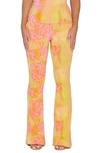 Naked Wardrobe The Boot Up Snakeskin Print Bootcut Pants In Neon Snakeskin