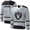 Starter Silver Las Vegas Raiders Cross-check V-neck Long Sleeve T-shirt In Silver