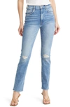 7 FOR ALL MANKIND EASY SLIM DISTRESSED STRAIGHT LEG JEANS