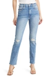 7 For All Mankind Easy Slim Distressed Straight Leg Jeans In Chamberlain