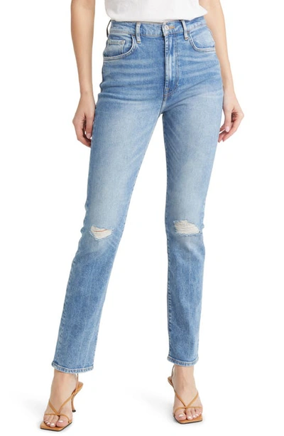 7 For All Mankind Easy Slim Distressed Straight Leg Jeans In Blue