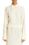 Totême Drawstring Linen Blend Shirt In Vanilla
