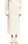 Totême Lyocell Linen Midi Skirt With Side Buttons In Vanilla