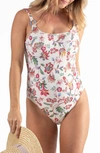 Cache Coeur Tea Time Maternity One-piece Swimsuit In Pink