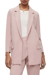 Allsaints Womens Aleida Open-front Stretch-woven Blazer Mauve Chalk Pi