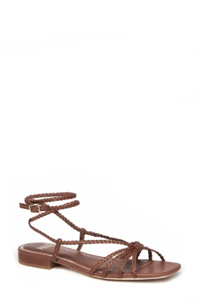 Paige Deanna Braided Ankle-strap Flat Sandals In Whisky