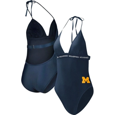 G-iii 4her By Carl Banks Navy Michigan Wolverines Full Count One-piece Swimsuit