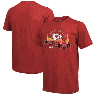 Majestic Threads Red Kansas City Chiefs Super Bowl Lvii Tri-blend Desert T-shirt