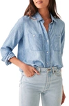 Faherty Chambray Button-up Shirt In Mid Wash