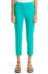 Max Mara Lince Slim Cotton Pants In Pastel Green