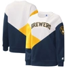 Starter Women's  White, Navy Milwaukee Brewers Shutout Pullover Sweatshirt In White