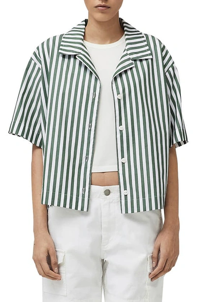 Rag & Bone Women's Reed Striped Cotton Short-sleeve Shirt In Green Strip