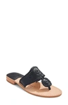 Jack Rogers Jacks Flat Sandal Womens Leather Metallic Slide Sandals In Black Pat