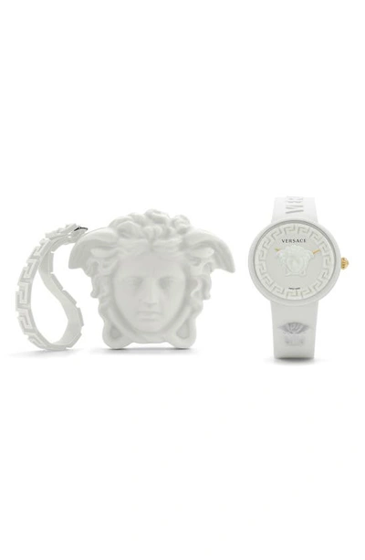Versace Medusa Pop Silicone Watch, 39mm In White