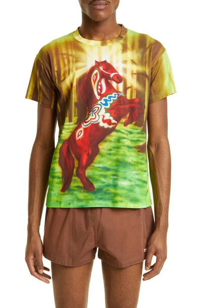 Stockholm Surfboard Club Airbrush Horse T-shirt Multicolor In Green