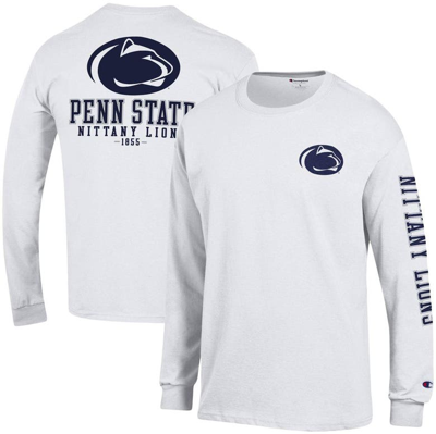 Champion White Penn State Nittany Lions Team Stack Long Sleeve T-shirt