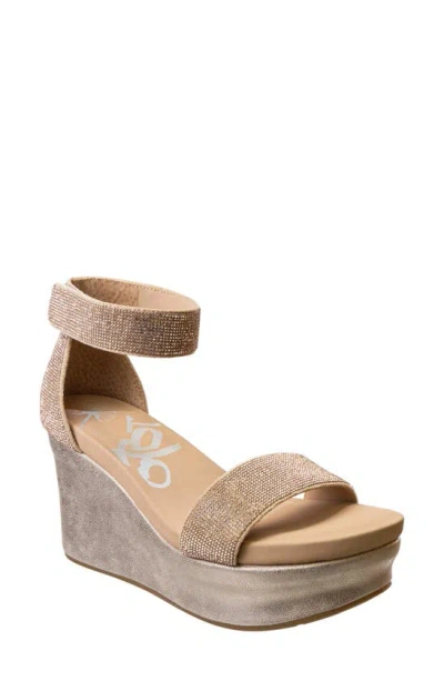 Otbt Status Crystal Embellished Wedge Sandal In Rose Gold