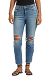 SILVER JEANS CO. SUKI RIPPED ANKLE STRAIGHT LEG JEANS