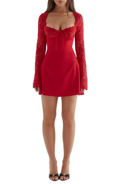 House Of Cb Womens Red Rose Jennica Underwired-cup Stretch-lace And Satin Mini Dress