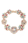Marchesa Fresh Florals Crystal Line Bracelet In Gold/ Multi