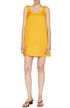 Frame Square-neck Twill Mini Dress In Nectarine