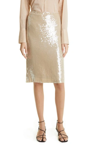 Nili Lotan Sequin-embellishment Skirt In Khaki