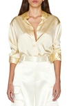 FRAME STRETCH SILK BUTTON-UP SHIRT