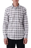 Bugatchi Shaped Fit Plaid Stretch Cotton Button-up Shirt In White