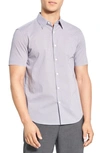THEORY IRVING GEO PRINT STRETCH SHORT SLEEVE BUTTON-UP SHIRT