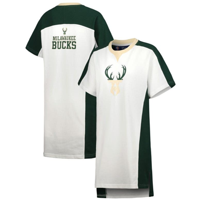 G-iii 4her By Carl Banks White Milwaukee Bucks Free Throw T-shirt Dress
