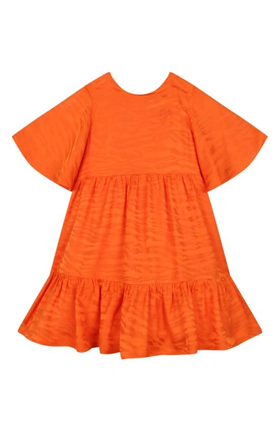 Kenzo Kids' Girls Orange Tiger Stripe Dress In 42f-orange