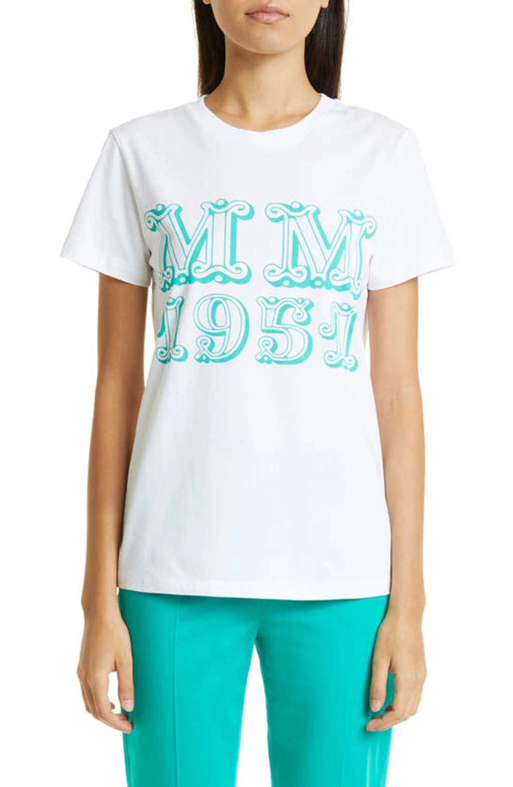 maxmara tシャツ mincio S ロゴ Max Mara Mincio Logo Printed Jersey T-shirt In White | ModeSens