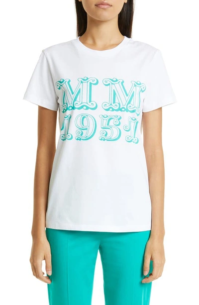 Max Mara Mincio Logo Printed Jersey T-shirt In White