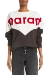 Isabel Marant Étoile Houston Colorblock Oversize Cotton Blend Sweatshirt In Faded Black/ Red