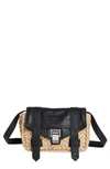 Proenza Schouler Mini Ps1 Raffia & Leather Crossbody Bag In Black/ Sand