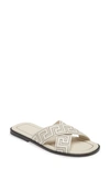 Versace Greca-embossed Crossover-strap Sandals In Beige