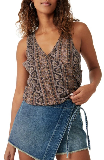 Free People Twisted Printed Tank In Black Combo
