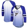 G-iii 4her By Carl Banks Women's  Blue St. Louis Blues Lead Off Tri-blend Raglan 3/4-sleeve V-neck T- In Blue