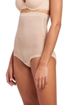 Wolford High Waist Control Tulle Briefs In Clay