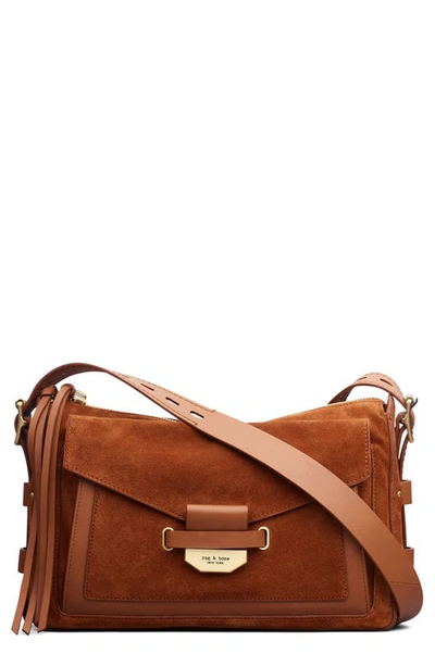 Rag & Bone Brown Small Field Messenger Bag In Brown Suede/gold