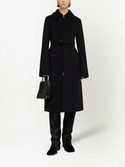 Jil Sander Wool And Angora Coat In Black