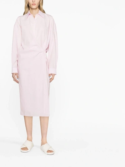 Lemaire Straight Collar Twisted Dress In Pink