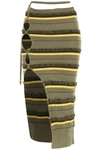 Jacquemus La Jupe Maille Concha Asymmetric Stripe Skirt In Green