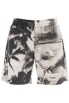 Msgm Cotton Bermuda Shorts With Dreaming Print In Grey