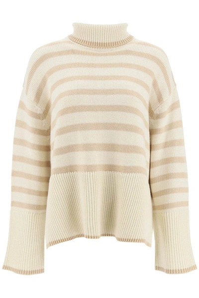 Totême Signature Stripe Turtleneck Sand Dune Stripe