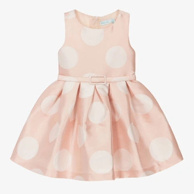 Abel & Lula Babies' Girls Pink Polka Dot Satin Dress