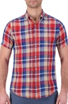 REPORT COLLECTION REPORT COLLECTION NOVELTY LINEN CHECK BUTTON-DOWN SHIRT