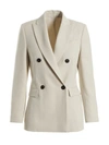 Brunello Cucinelli Double-breasted Linen-blend Twill Blazer In White