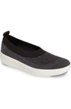 Fitflop Uberknit Slip-on Sneaker In Black/ Charcoal